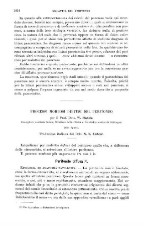 [VIII. Processi morbosi diffusi del Peritoneo...]