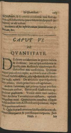 Caput VI. De Quantitate.