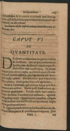 Caput VI. De Quantitate.