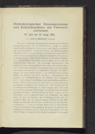 Hydrobiologischer Demonstrations- und Exkursionskurs am Vierwaldstättersee.