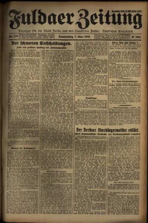 Ausgabe vom Donnerstag, den 07. November 1929.