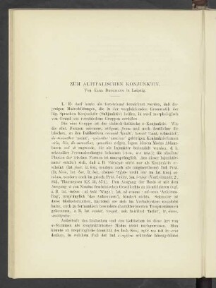 Zum Altitalischen Konjunktiv