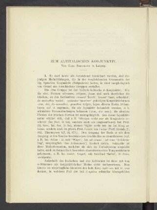 Zum Altitalischen Konjunktiv
