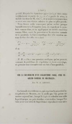 Sur la recherche d'un logarithme isolé, avec un grand nombre de décimales.