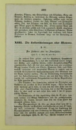 XIII. Die Lufterscheinungen oder Meteore