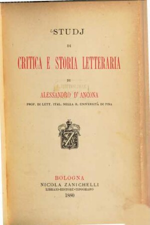 Studj di critica e storia letteraria