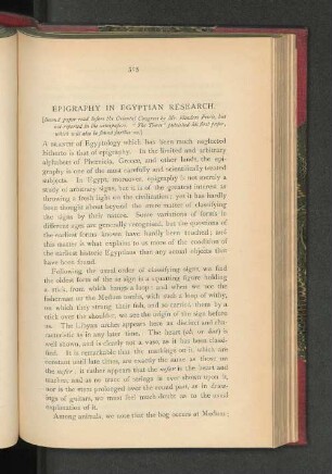 Epigraphy in Egyptian Research.