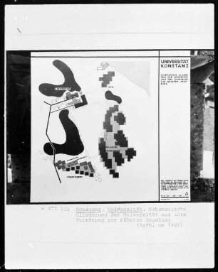 Konstanz, Universität, Schematische Gliederung der Universität und ihre Zuordnung zur näheren Umgebung