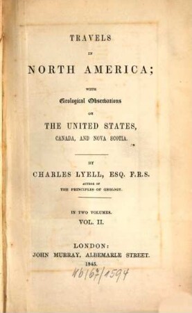 Travels in North America : with geological observations on the United States, Canada and Nova Scotia ; in two volumes, 2