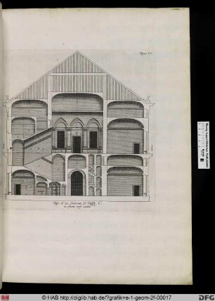 Taglio del lato settentrionale del Palzzo .C. da ponente verso Leuante.