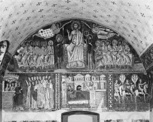Silvesterlegende — Der thronende Christus zwischen Maria und Johannes und den Aposteln (Jüngstes Gericht)
