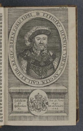 Effigies Henrici VIII. D. G. Angeliae Gall. et Hib. Regis Defensoris Fidei