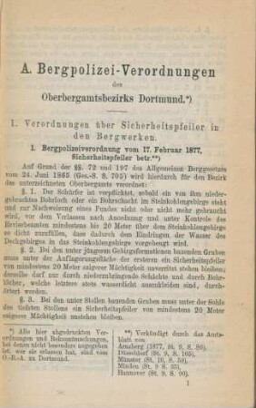 A. Bergpolizei-Verordnungen ...