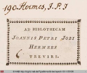 Exlibris des Johann Peter Job Hermes