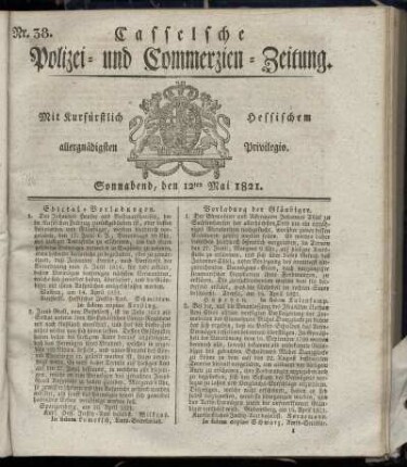 Nr. 38, Sonnabend den 12ten Mai. 1821