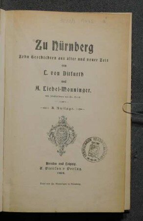 Zu Nürnberg : zehn Geschichten aus alter und neuer Zeit