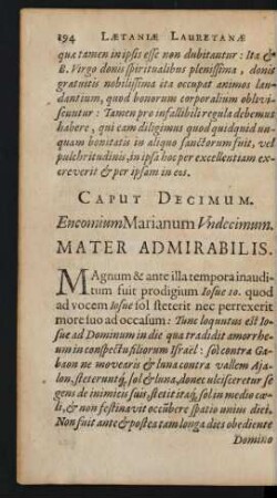 Caput Decimum. Encomium Marianum Undecimum. Mater Admirabilis.
