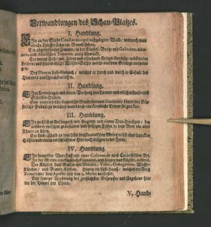 Verwandlungen des Schau-Platzes.