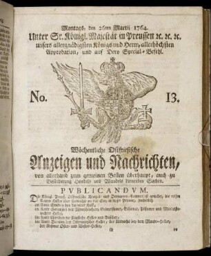 No. 13. Montags, den 26ten Martii 1764.