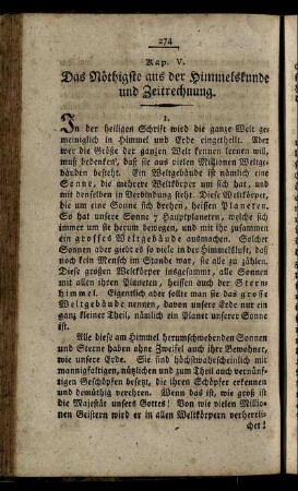 Kap. V. Das Nöthigste aus der Himmelskunde und Zeitrechnung.