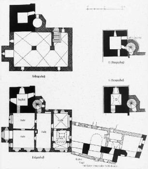 Hausneindorf, Burg, Bergfried mit Wohnbau, Grundrisse, Wohnbau 1975 abgetragen