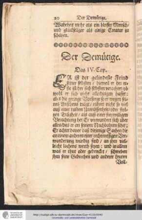 Der Demütige. Das IV. Cap.