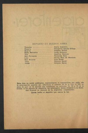 Reparto en Buenos Aires