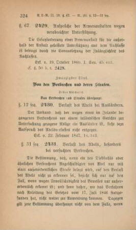 Zwanzigster Titel. Von den Verbrechen und deren Strafen