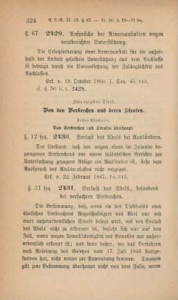 Zwanzigster Titel. Von den Verbrechen und deren Strafen
