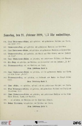 Samstag, den 21. Februar 1920, ½3 Uhr Nachmittag [Arbeiten in Glas] (Nr. 376-570)