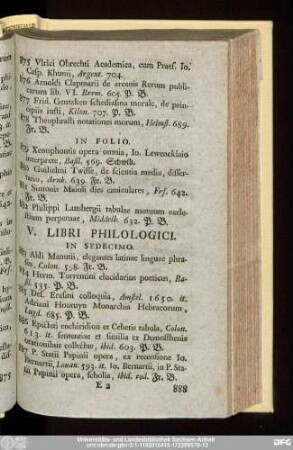 V. Libri Philologici.