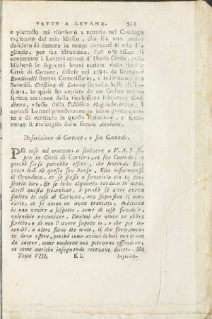Descrizione di Cortona, e suo Contado.