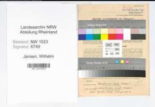 Entnazifizierung Wilhelm Jansen , geb. 03.09.1909 (Regierungsrat)