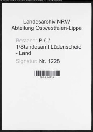 Sterberegister Standesamt Lüdenscheid-Land