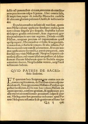 Quid Patres De Sacrificio senserint.