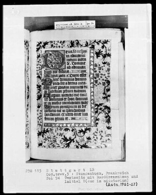 Stundenbuch — Initiale D (eus in adiutorium) und Vollbordüre, Folio 94recto