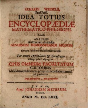 Idea totius Encyclopaediae mathematico-philosoph.