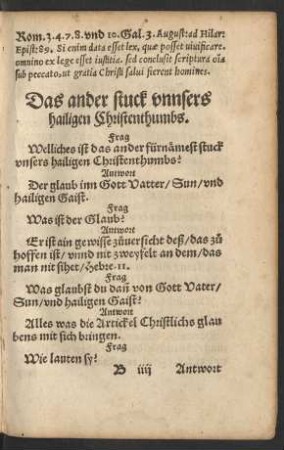 Das ander stuck unnsers hailigen Christenthumbs.