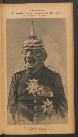 El mariscal barón Colmar von der Goltz, embajador especial de Alemania - [Caricatura]