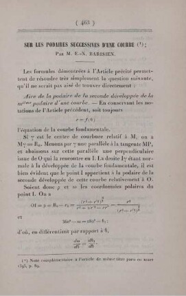 Sur les podaires successives d'une courbe.