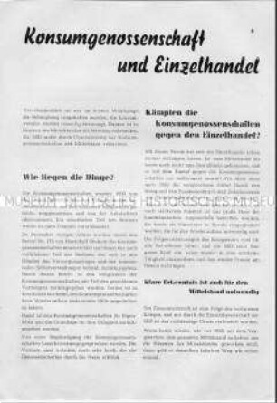 Propagandaflugblatt der SED zur Gemeindewahl 1946 mit Ausrichtung auf den Mittelstand