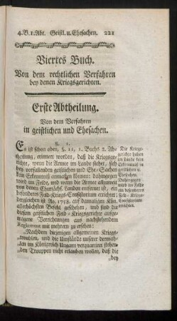 Viertes Buch. Von dem rechtlichen Verfahren bey denen Kriegs-Gerichten