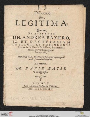 Disputatio De Legitima