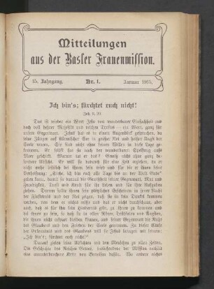 15. Jahrgang. Nr. 1. Januar 1915