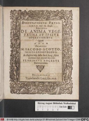Disputationum Physicarum peri tēs psychēs Secunda. De Anima Vegetativa Et Ipsius Operationibus