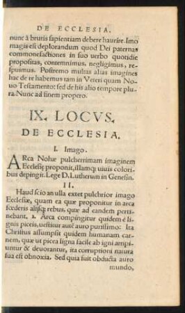 IX. Locus. De Ecclesia.