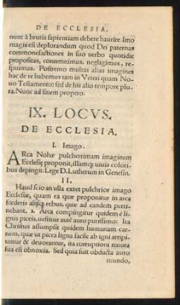 IX. Locus. De Ecclesia.