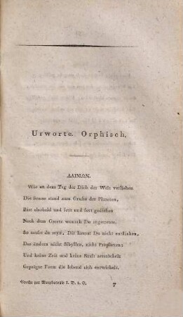 Zur Naturwissenschaft überhaupt, besonders zur Morphologie : Erfahrung, Betrachtung, Folgerung, durch Lebensereignisse verbunden, 1,2