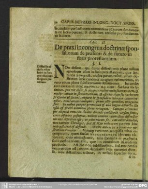 Cap. II. De praxi incongrua doctrinae sponsaliorum de praesenti & futuro in foris protestantium