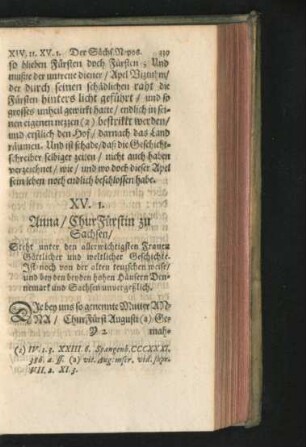 XV. 1. Anna/ ChurFürstin zu Sachsen.